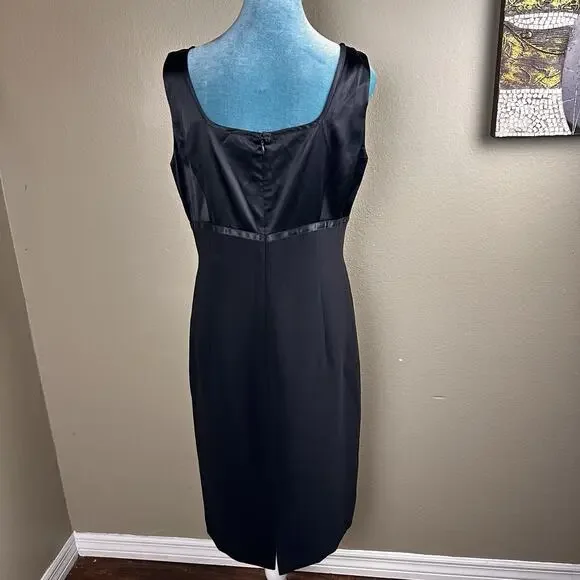 Tahari Arthur Levine Women 10 dress formal sheath black silk poly holiday party - Picture 8 of 16